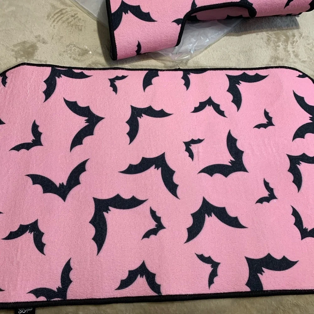 Dolls Kill Pink & Black Bats Bath Mats Rugs Set Duo NWT